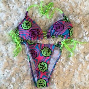 SHEIN Neon Green and Pink Bikini